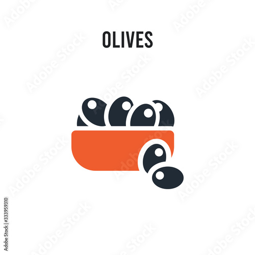Olives vector icon on white background. Red and black colored Olives icon. Simple element illustration sign symbol EPS