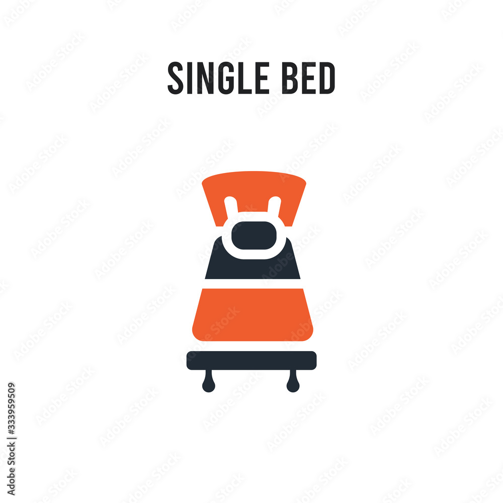 Obraz na plátně Single bed vector icon on white background
