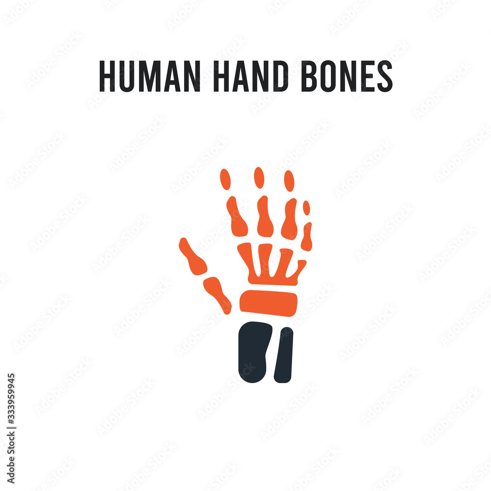 Human hand bones vector icon on white background. Red and black colored Human hand bones icon. Simple element illustration sign symbol EPS Human hand bones vector icon on white background. Red and black colored Human hand bones icon. Simple element illustration sign symbol EPS