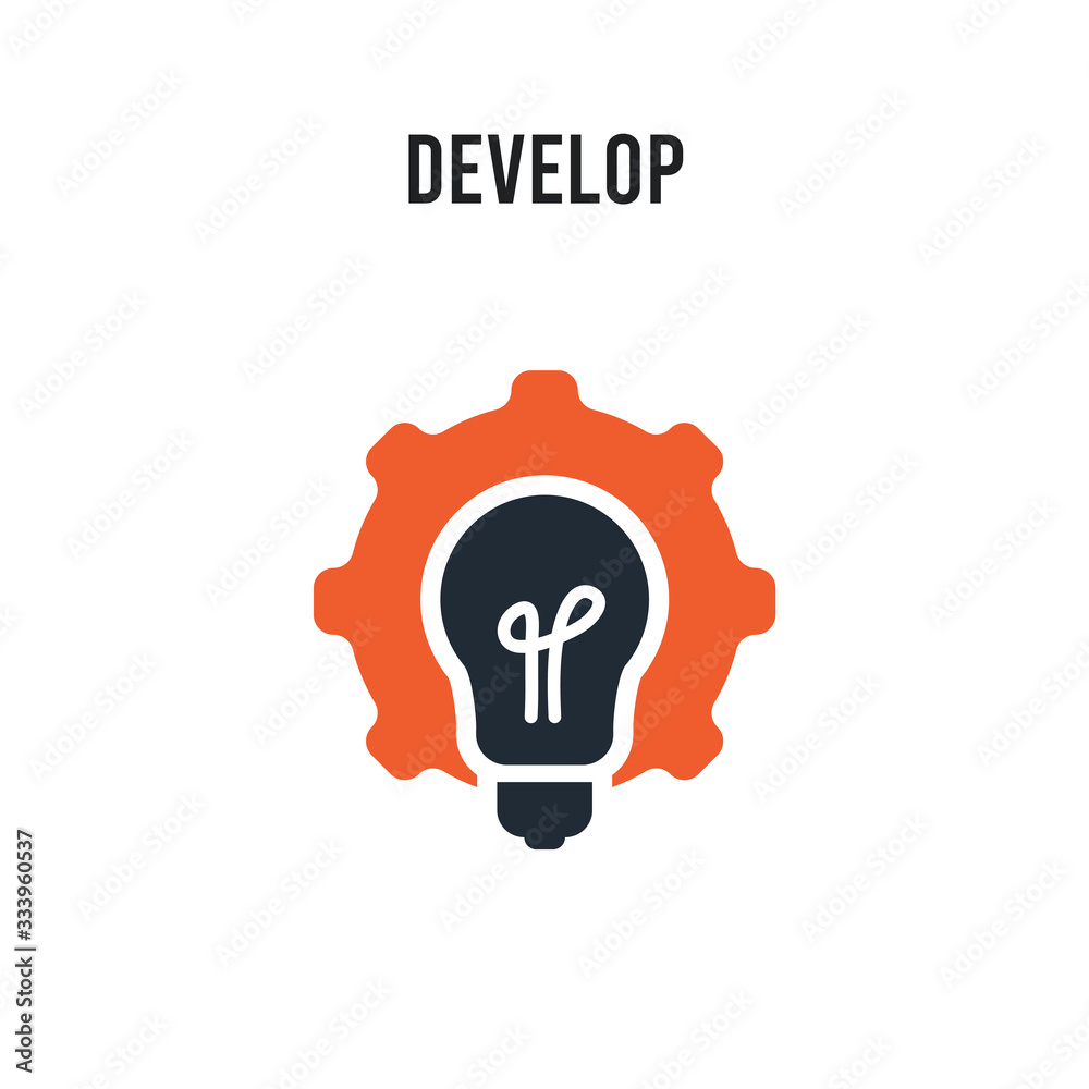 Develop vector icon on white background. Red and black colored Develop icon. Simple element illustration sign symbol EPS Develop vector icon on white background. Red and black colored Develop icon. Simple element illustration sign symbol EPS