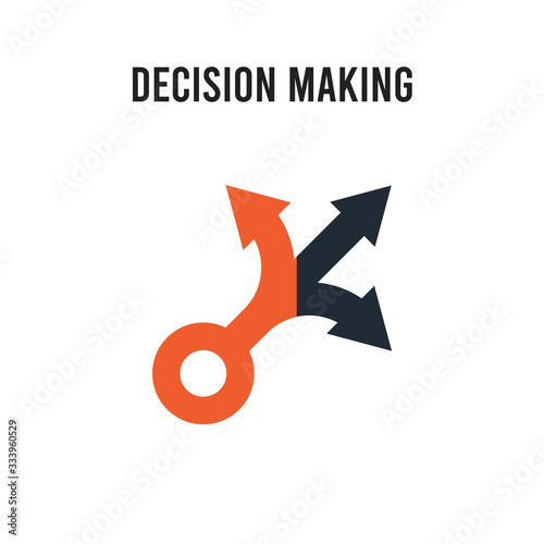 Decision making vector icon on white background. Red and black colored Decision making icon. Simple element illustration sign symbol EPS