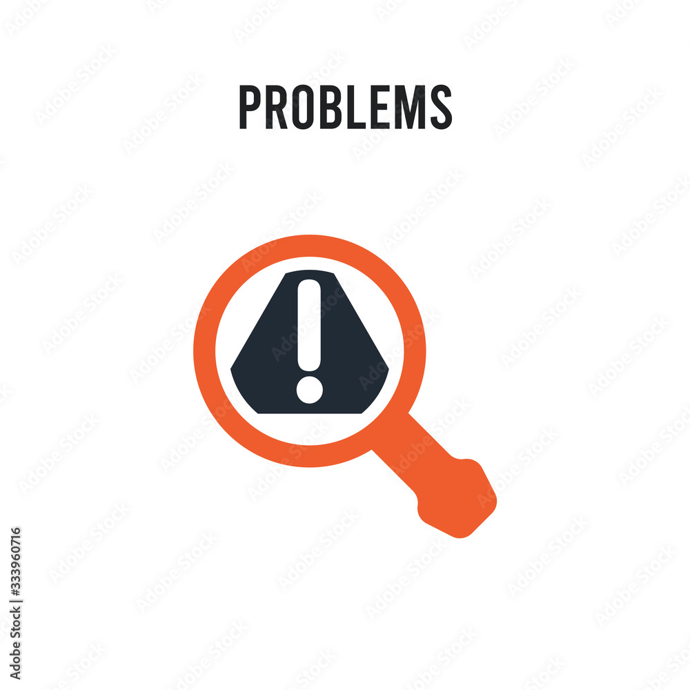 Problems vector icon on white background. Red and black colored Problems icon. Simple element illustration sign symbol EPS Problems vector icon on white background. Red and black colored Problems icon. Simple element illustration sign symbol EPS