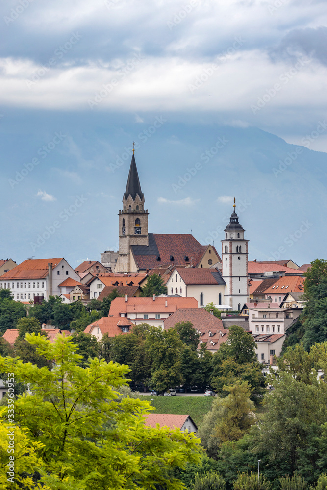 Kranj town with Alps in Slovenia