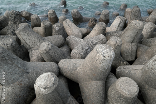 Tetrapods on Marine Drive in Mumbai, India