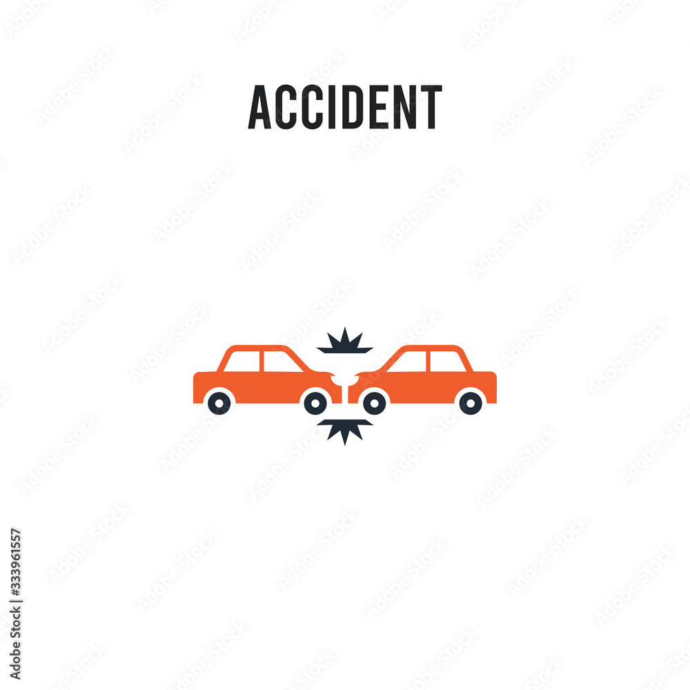 Accident vector icon on white background. Red and black colored Accident icon. Simple element illustration sign symbol EPS