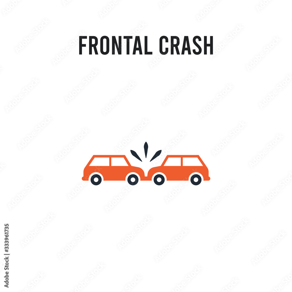 Frontal crash vector icon on white background. Red and black colored Frontal crash icon. Simple element illustration sign symbol EPS