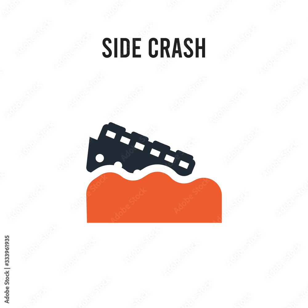 Side crash vector icon on white background. Red and black colored Side ...