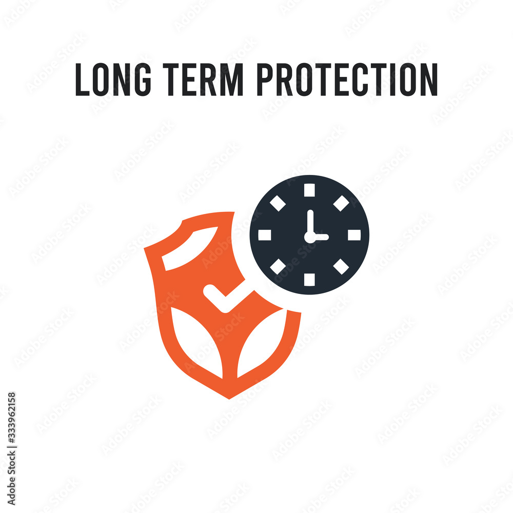 long term protection vector icon on white background. Red and black colored long term protection icon. Simple element illustration sign symbol EPS long term protection vector icon on white background. Red and black colored long term protection icon. Simple element illustration sign symbol EPS