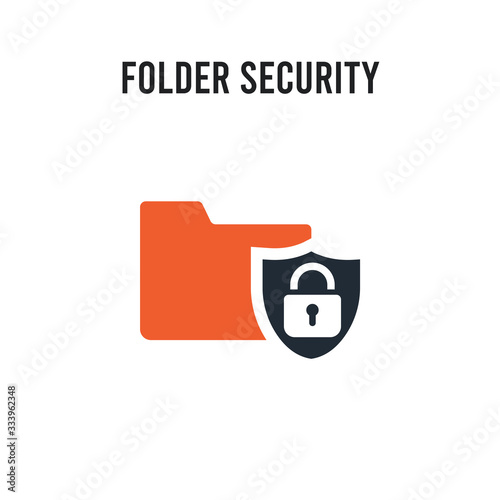 Folder security vector icon on white background. Red and black colored Folder security icon. Simple element illustration sign symbol EPS