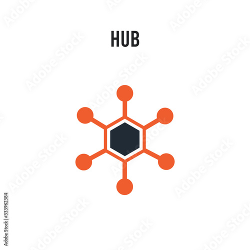 Hub vector icon on white background. Red and black colored Hub icon. Simple element illustration sign symbol EPS photo