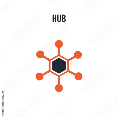 Hub vector icon on white background. Red and black colored Hub icon. Simple element illustration sign symbol EPS