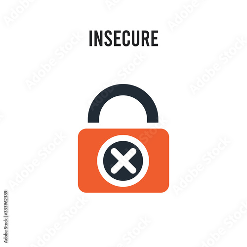 Insecure vector icon on white background. Red and black colored Insecure icon. Simple element illustration sign symbol EPS
