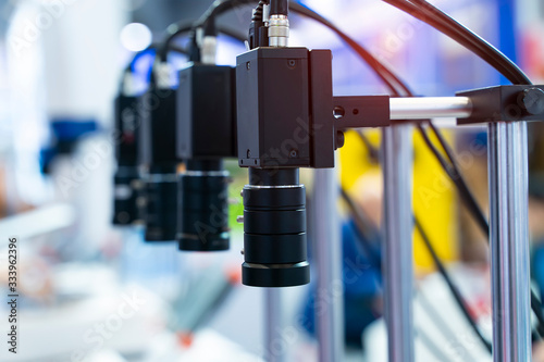smart robot in manufacturing industry for industry 4.0 and technology concept. Robotic vision sensor camera system in intellegence factory