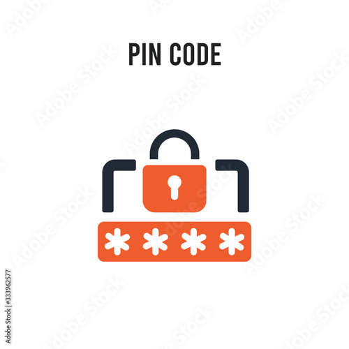 Pin code vector icon on white background. Red and black colored Pin code icon. Simple element illustration sign symbol EPS