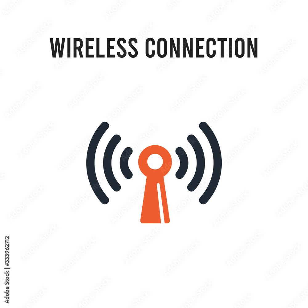 Wireless connection vector icon on white background. Red and black colored Wireless connection icon. Simple element illustration sign symbol EPS Wireless connection vector icon on white background. Red and black colored Wireless connection icon. Simple element illustration sign symbol EPS