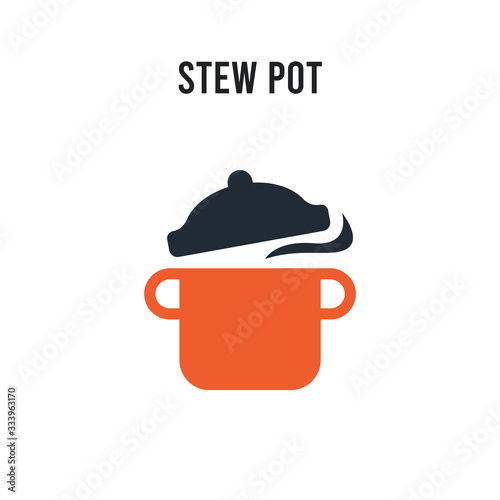stew pot vector icon on white background. Red and black colored stew pot icon. Simple element illustration sign symbol EPS
