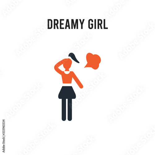 Dreamy girl vector icon on white background. Red and black colored Dreamy girl icon. Simple element illustration sign symbol EPS