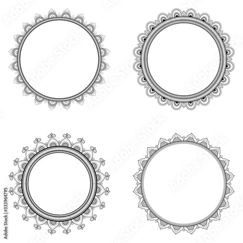 Ethnic ornament for greeting card, Henna drawing and tattoo template. Vector illustration
