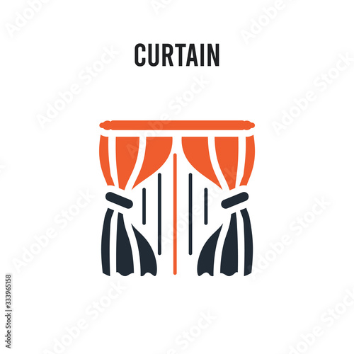 Curtain vector icon on white background. Red and black colored Curtain icon. Simple element illustration sign symbol EPS