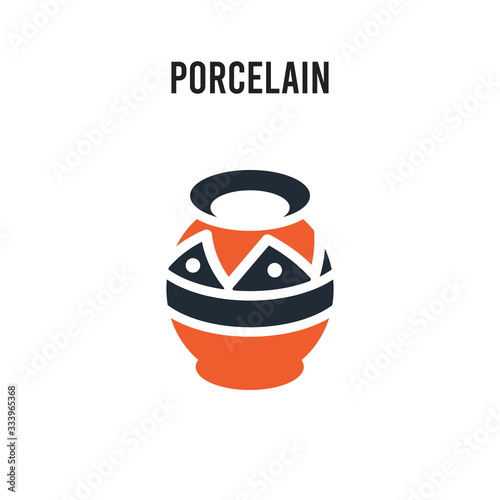Porcelain vector icon on white background. Red and black colored Porcelain icon. Simple element illustration sign symbol EPS