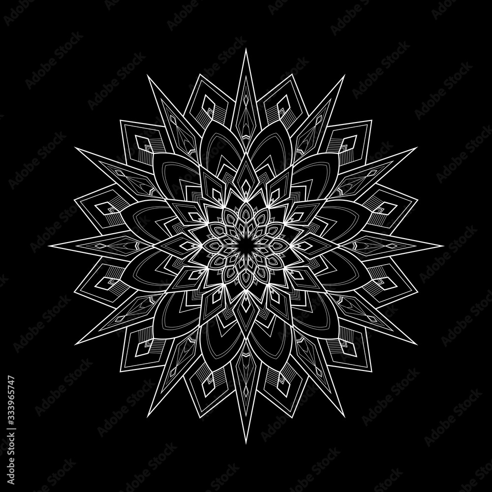 Black and white round mandala. Vector illustration Black and white round mandala. Vector illustration