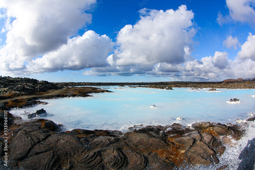 clear water sky blue colors on a lava field. The blue Lagoon in Iceland clear water sky blue colors on a lava field. The blue Lagoon in Iceland