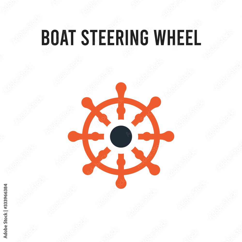 Obraz premium Boat Steering Wheel vector icon on white background. Red and black colored Boat Steering Wheel icon. Simple element illustration sign symbol EPS