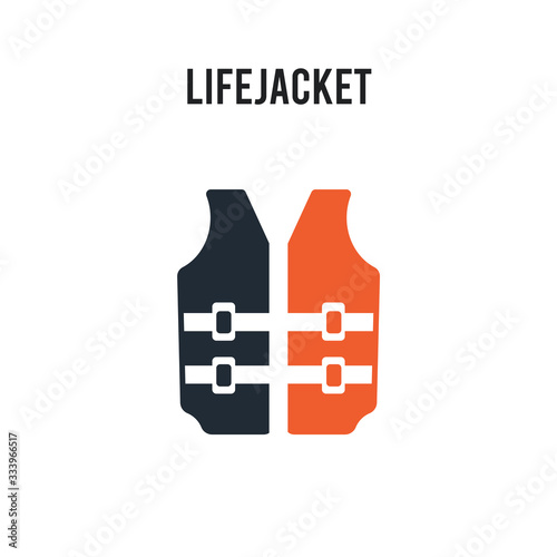 Lifejacket vector icon on white background. Red and black colored Lifejacket icon. Simple element illustration sign symbol EPS