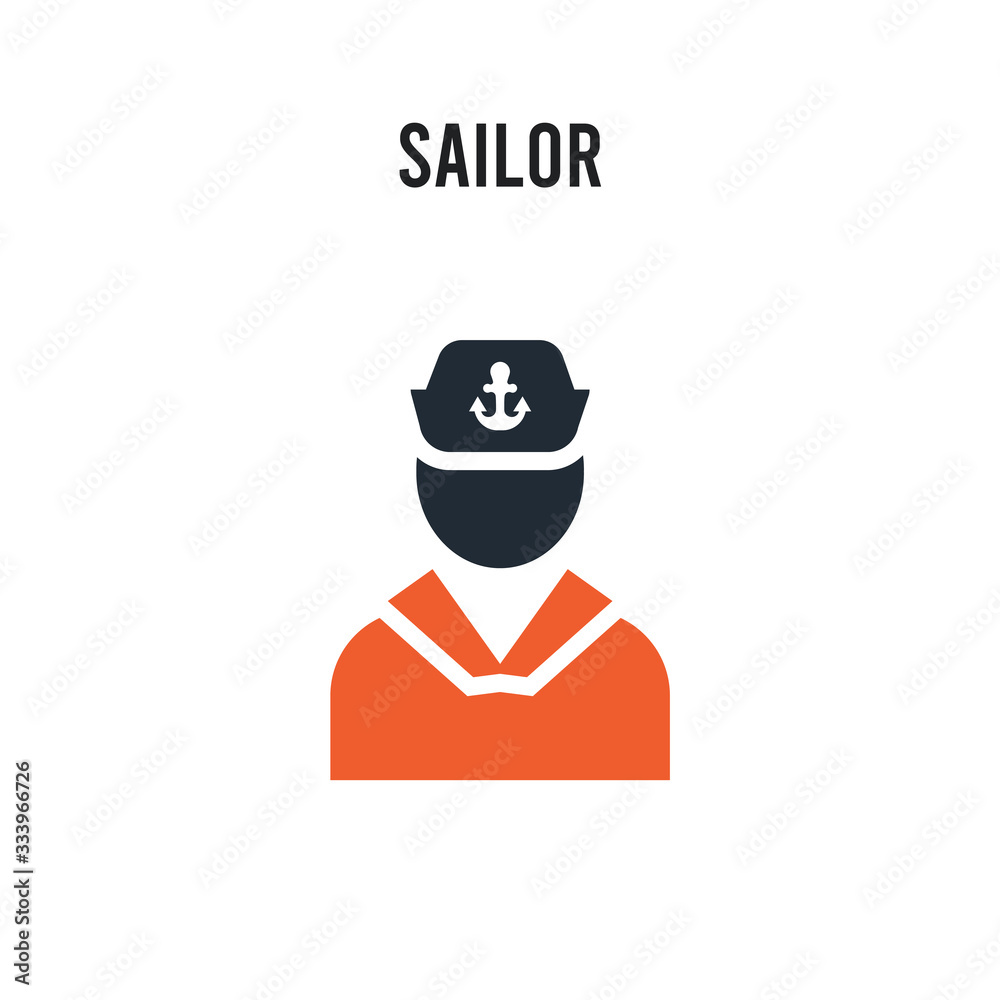 Sailor vector icon on white background. Red and black colored Sailor icon. Simple element illustration sign symbol EPS