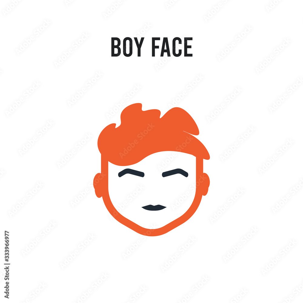 Boy face vector icon on white background. Red and black colored Boy face icon. Simple element illustration sign symbol EPS
