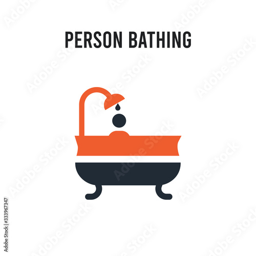 Person Bathing vector icon on white background. Red and black colored Person Bathing icon. Simple element illustration sign symbol EPS