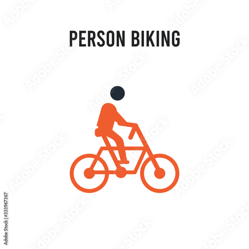 Person Biking vector icon on white background. Red and black colored Person Biking icon. Simple element illustration sign symbol EPS