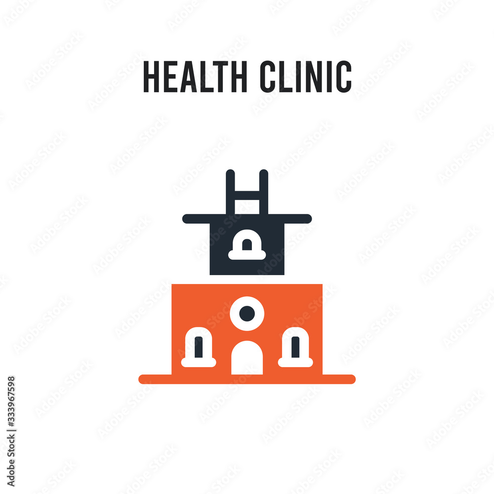 Health clinic vector icon on white background. Red and black colored Health clinic icon. Simple element illustration sign symbol EPS