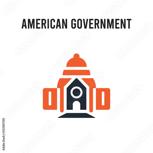 American government building vector icon on white background. Red and black colored American government building icon. Simple element illustration sign symbol EPS