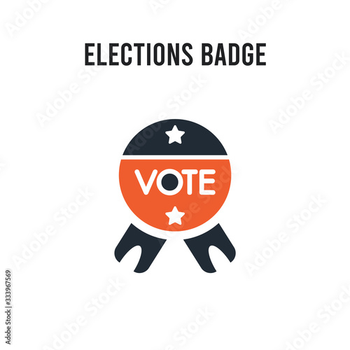 Elections badge with a star vector icon on white background. Red and black colored Elections badge with a star icon. Simple element illustration sign symbol EPS