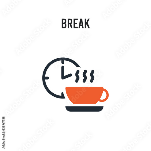 Break vector icon on white background. Red and black colored Break icon. Simple element illustration sign symbol EPS