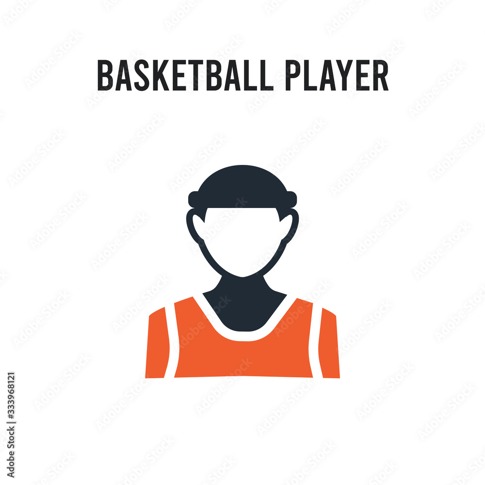Basketball player vector icon on white background. Red and black colored Basketball player icon. Simple element illustration sign symbol EPS