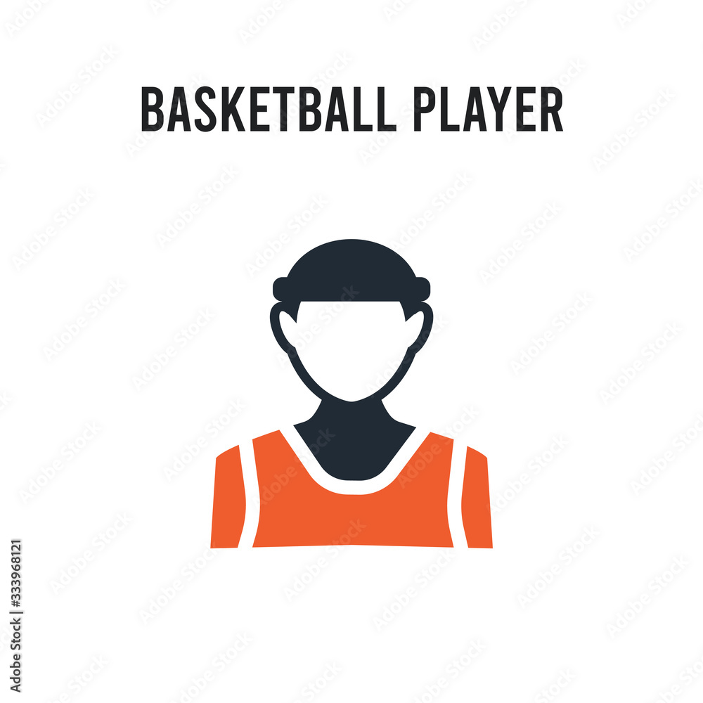 Basketball player vector icon on white background. Red and black colored Basketball player icon. Simple element illustration sign symbol EPS Basketball player vector icon on white background. Red and black colored Basketball player icon. Simple element illustration sign symbol EPS