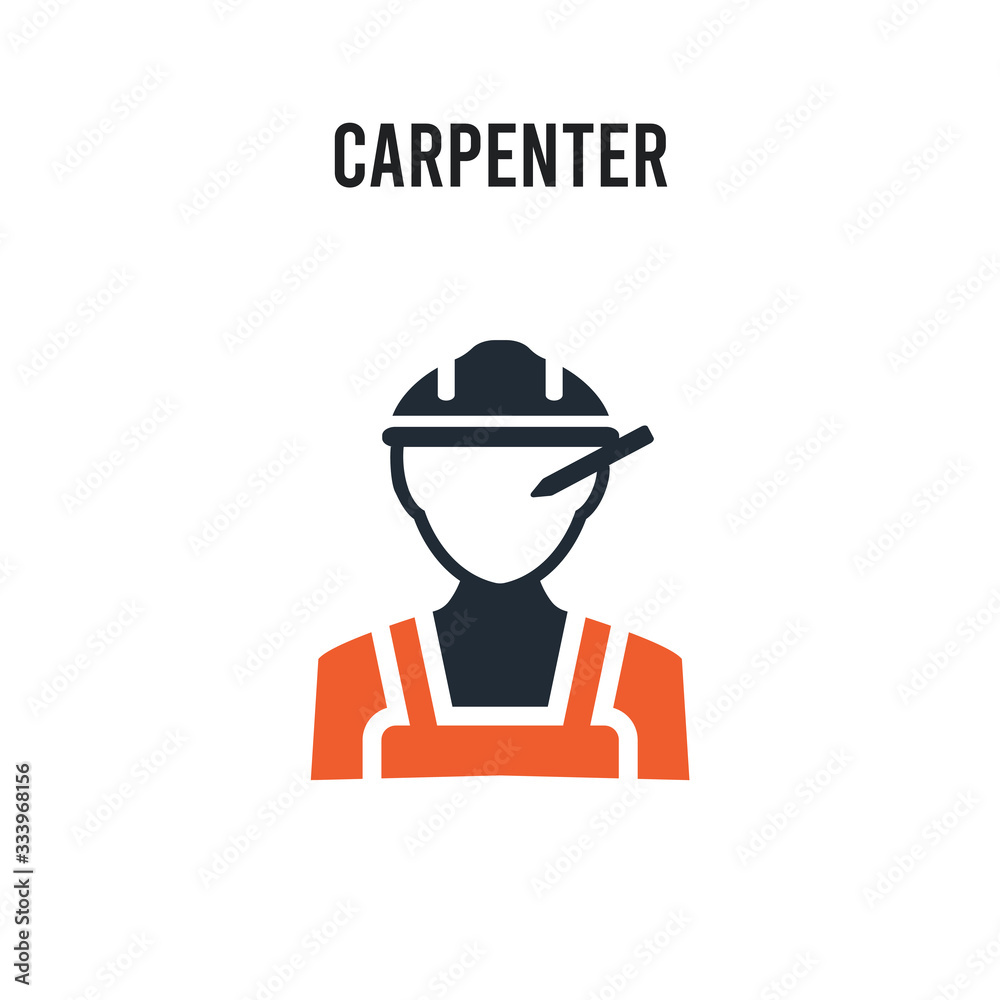 carpenter vector icon on white background. Red and black colored carpenter icon. Simple element illustration sign symbol EPS