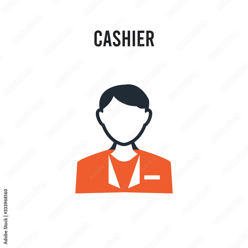 Cashier vector icon on white background. Red and black colored Cashier icon. Simple element illustration sign symbol EPS