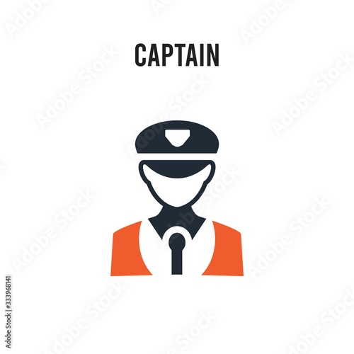 captain vector icon on white background. Red and black colored captain icon. Simple element illustration sign symbol EPS