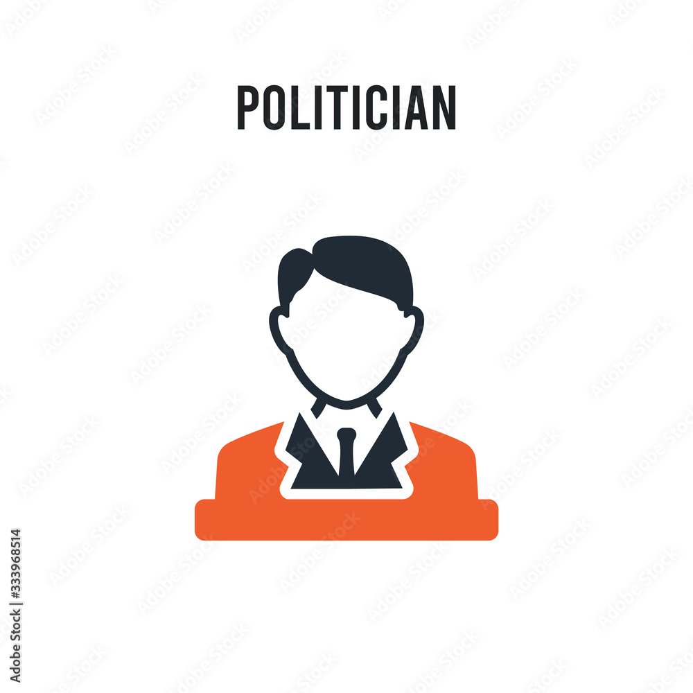 Politician vector icon on white background. Red and black colored Politician icon. Simple element illustration sign symbol EPS