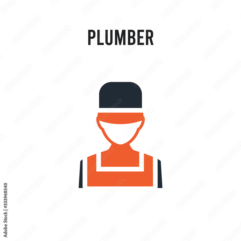 Plumber vector icon on white background. Red and black colored Plumber icon. Simple element illustration sign symbol EPS
