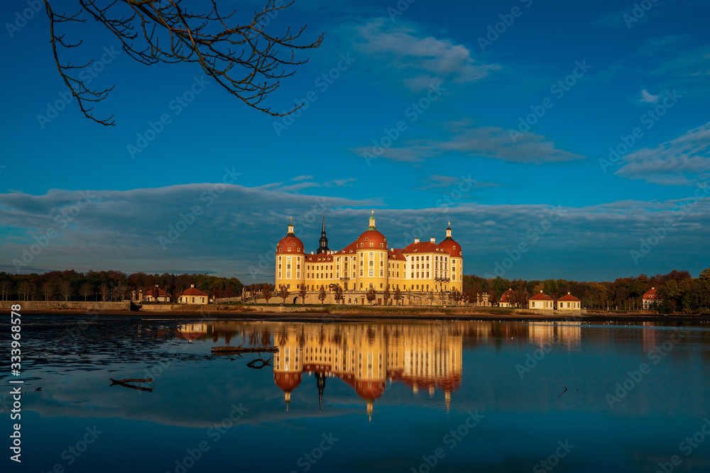 Fototapeta premium Panoramic view on Moritzburg Castle, Germany.