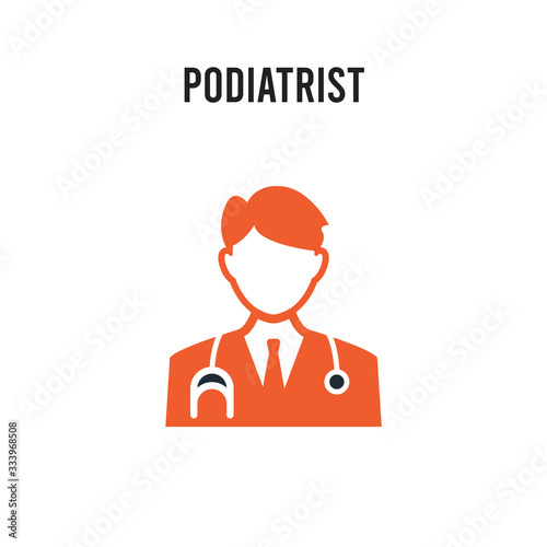 Podiatrist vector icon on white background. Red and black colored Podiatrist icon. Simple element illustration sign symbol EPS