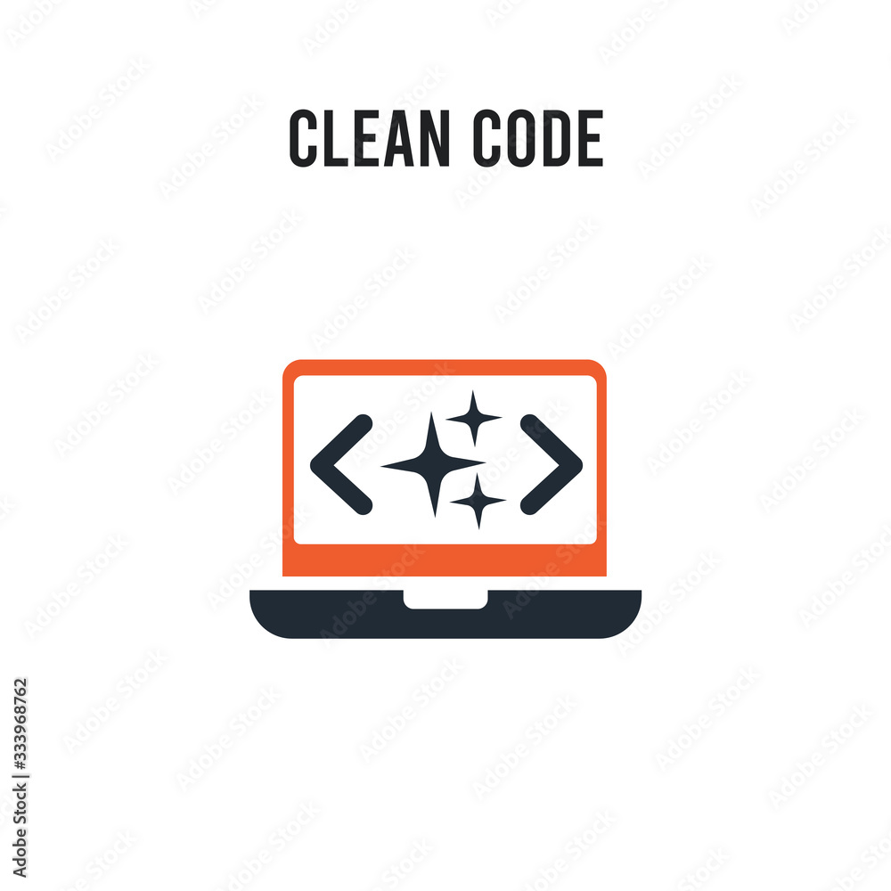 Clean code vector icon on white background. Red and black colored Clean code icon. Simple element illustration sign symbol EPS Clean code vector icon on white background. Red and black colored Clean code icon. Simple element illustration sign symbol EPS