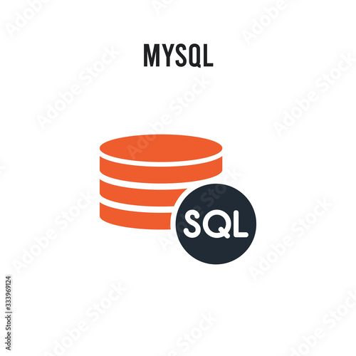 Mysql vector icon on white background. Red and black colored Mysql icon. Simple element illustration sign symbol EPS