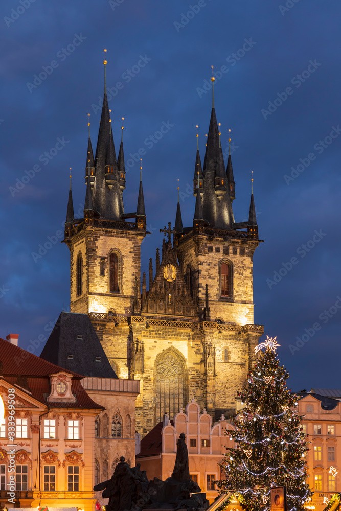 Old town square in Prague at Christmass time, Czech Republic