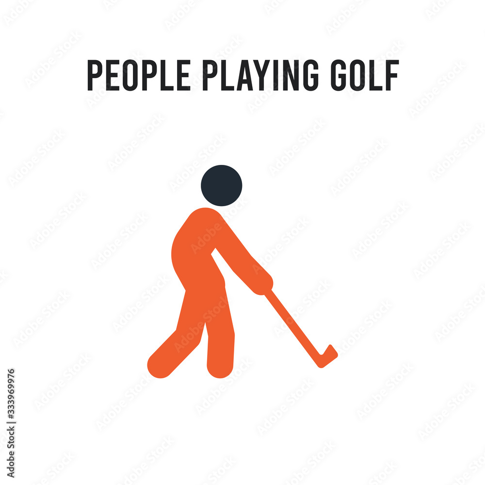 People playing Golf vector icon on white background. Red and black colored People playing Golf icon. Simple element illustration sign symbol EPS