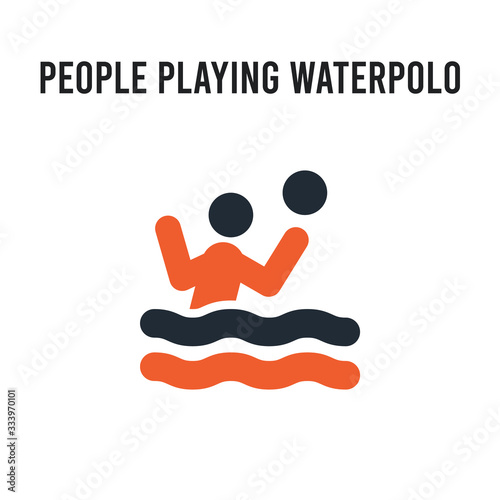 People playing Waterpolo vector icon on white background. Red and black colored People playing Waterpolo icon. Simple element illustration sign symbol EPS